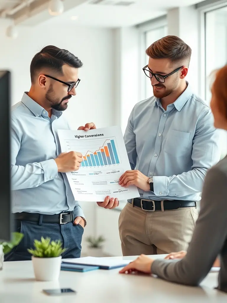 Digital marketing consultant presenting a report to a client.