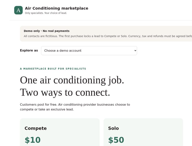 Air Conditioning marketplace demo