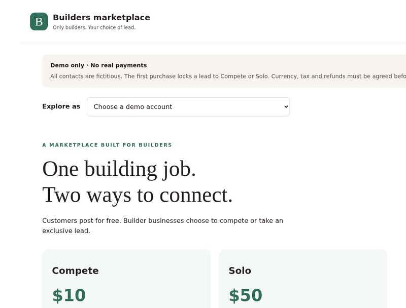 Builders marketplace demo