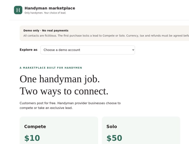 Handyman marketplace demo