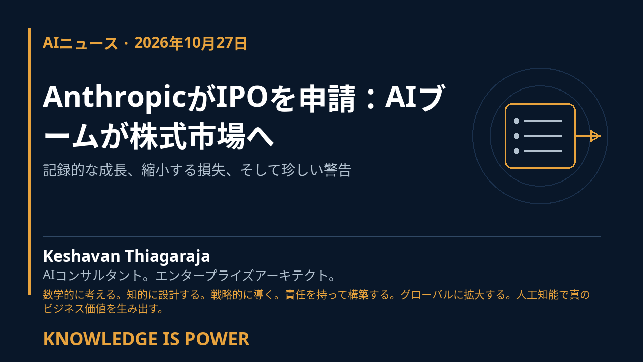 AnthropicがIPOを申請：AIブームが株式市場へ - AI News cover