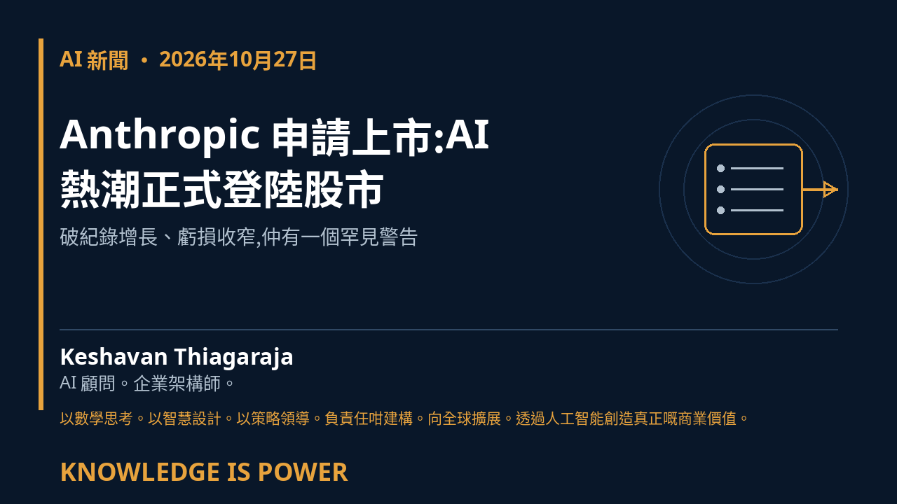 Anthropic 申請上市:AI 熱潮正式登陸股市 - AI News cover