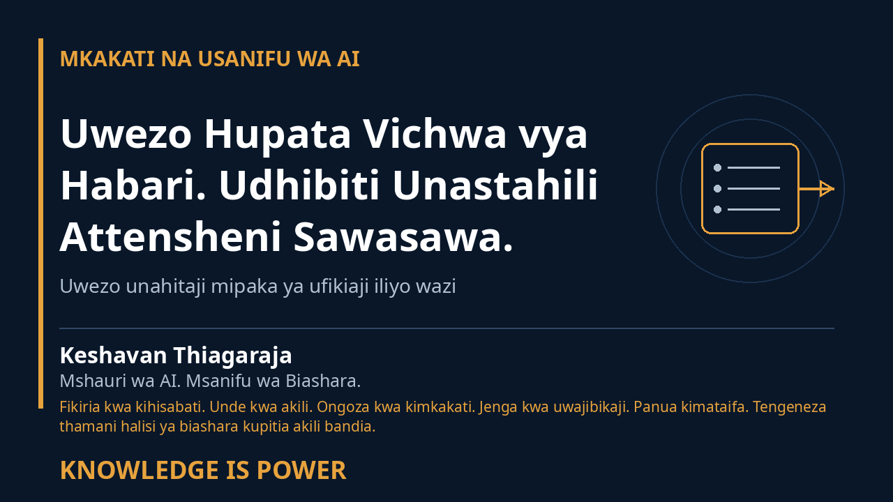 Uwezo Hupata Vichwa vya Habari. Udhibiti Unastahili Attensheni Sawasawa. - MKAKATI NA USANIFU WA AI cover