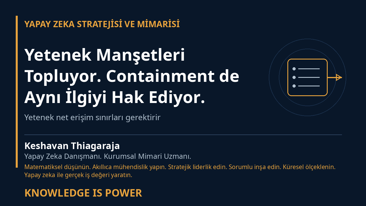 Yetenek Manşetleri Topluyor. Containment de Aynı İlgiyi Hak Ediyor. - YAPAY ZEKA STRATEJİSİ VE MİMARİSİ cover
